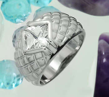 ***18 ct White Gold Plated*** Spectacular Simulated Diamond Ring Size 5.5