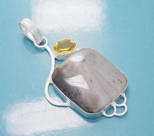 925 Sterling Silver Pendant with Mysterious Agate