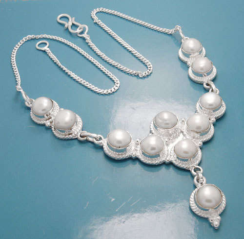 ***WOW !!! GORGEOUS FRESHWATER PEARLS  ***925  STERLING SILVER NECKLACE
