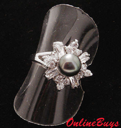 7 mm Round Genuine Freshwater Pearl  Ring Size 6 1/2