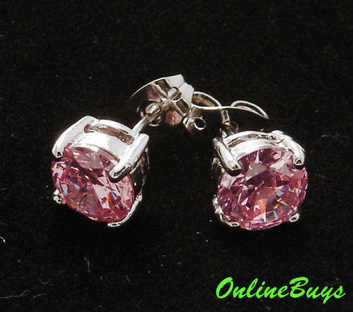 Gorgeous 7 mm Round Pink Topaz  Earrings