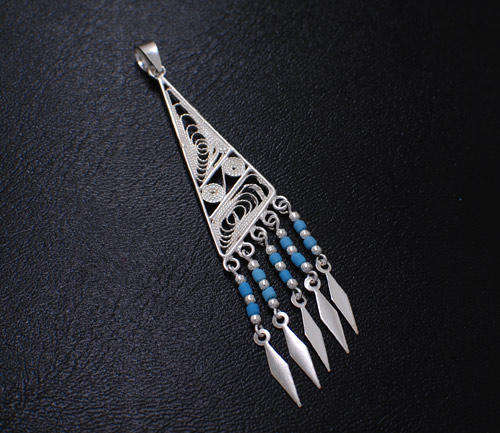 **LATE ENTRY*****Sterling Silver ***Turquoise Filigree Pendant