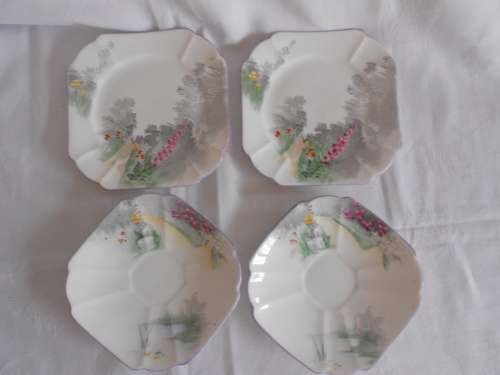 Very Pretty Art Deco Shelley "Country Scene" 11675 Trio circa 1927