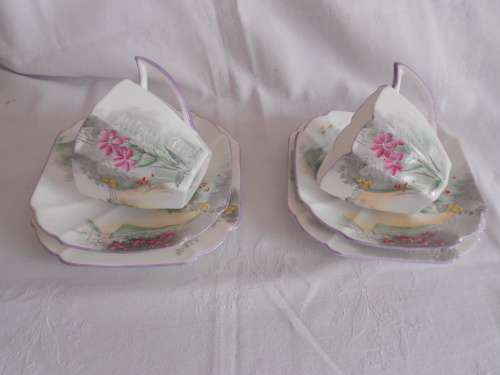 Very Pretty Art Deco Shelley "Country Scene" 11675 Trio circa 1927
