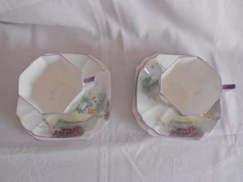 Very Pretty Art Deco Shelley "Country Scene" 11675 Trio circa 1927