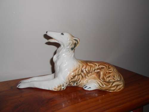 Fabulous Borzoi Figurine (dog), lying down : Japan (??) Unmarked