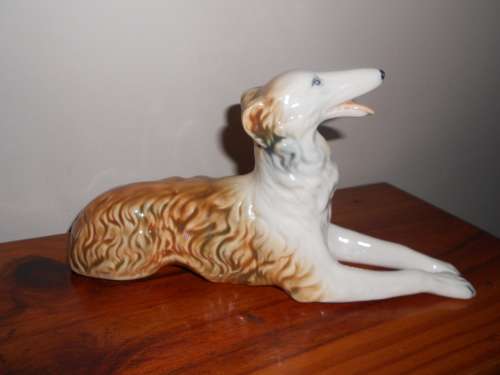 Fabulous Borzoi Figurine (dog), lying down : Japan (??) Unmarked