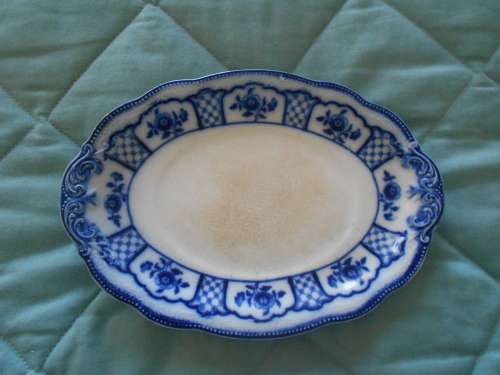 Antique, Blue Flow, hors d'oeuvre Plate, Transfer Design, Melbourne No. 34 in GD condition