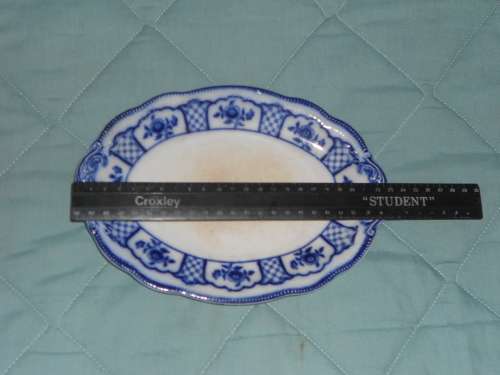 Antique, Blue Flow, hors d'oeuvre Plate, Transfer Design, Melbourne No. 34 in GD condition