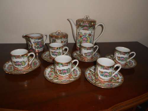 SIMPLY BEAUTIFUL!  Chinese Mui Yuan 17pce GILDED TEA/Coffee Set Mint Condition