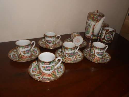 SIMPLY BEAUTIFUL!  Chinese Mui Yuan 17pce GILDED TEA/Coffee Set Mint Condition