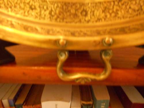 Beautiful Vintage Two-Handled Brass Tray, Persian/Indian, Repousse, High Relief Decoration, VG Con