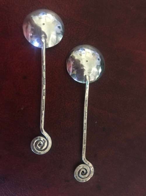 Fabulous set 6 KURT JOBST (circa 1950) Sterling Silver Condiment/Salt Spoons, Excellent Condition