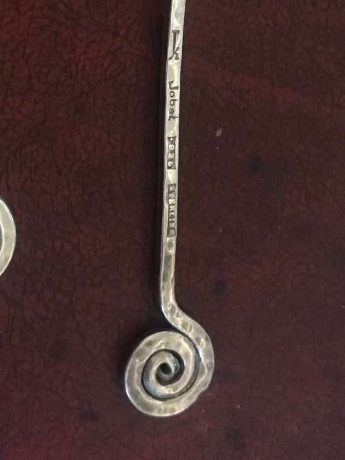 Fabulous set 6 KURT JOBST (circa 1950) Sterling Silver Condiment/Salt Spoons, Excellent Condition