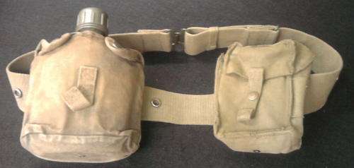 GENUINE ARMY BELT WITH AMMO POUCH AND WATERBOTTLE IN POUCH