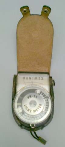 HANIMEX PR-55 LIGHT METER MADE IN JAPAN IN LEATHER POUCH. POUCH STILL IN GOOD CONDITION