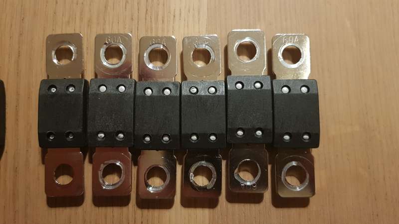 10 x Victron MEGA-fuse 60A/32V (some damage)