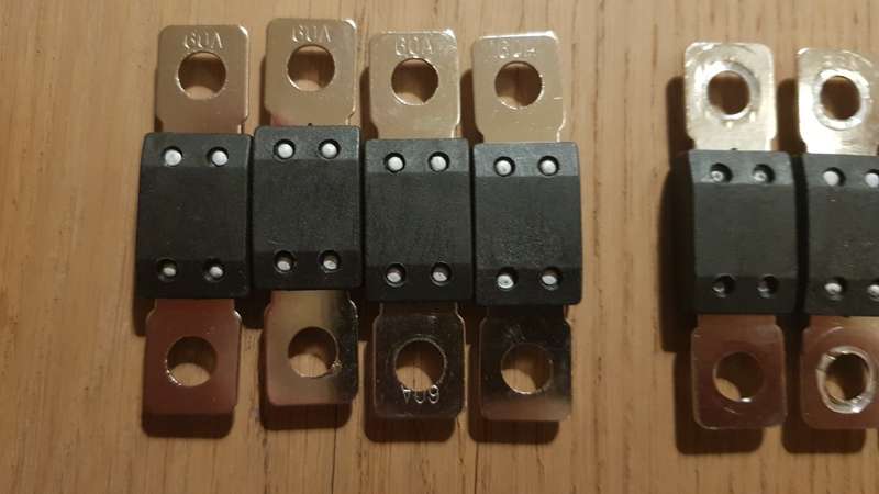 10 x Victron MEGA-fuse 60A/32V (some damage)