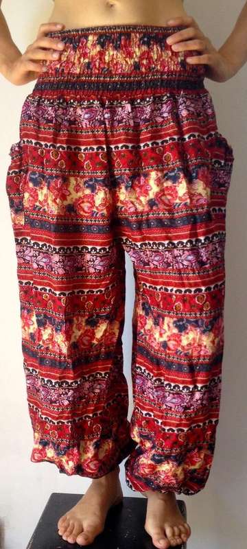 Hip-hop harem pants, Funky Thai Pants, Beach, Aladdin pant, indie, summer Hippy, elastic waist,