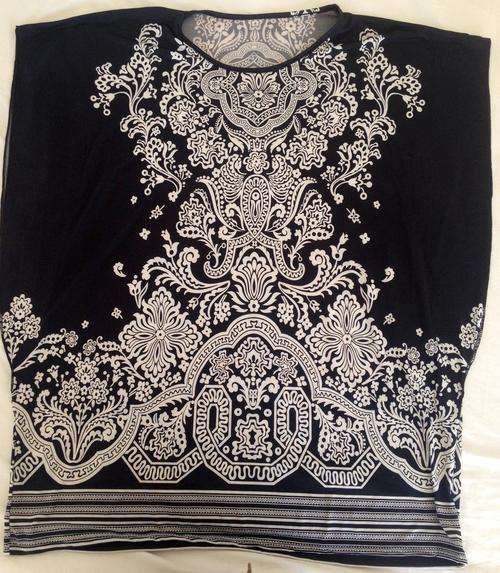 Ethnic black and white tunic top