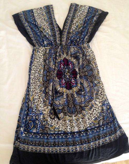 Mandala Print V-Neck Mini Dress