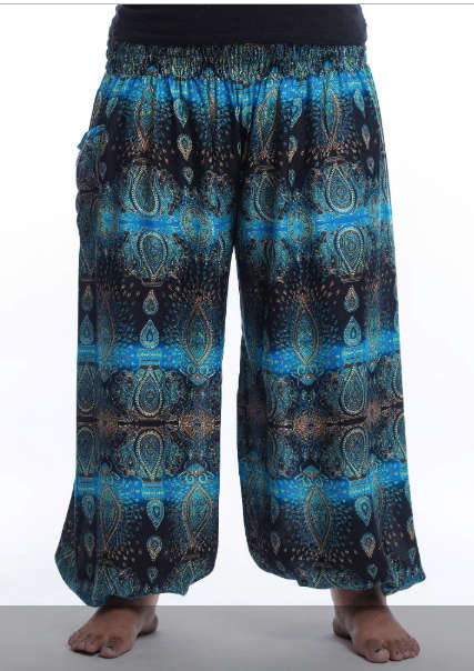 Size L/XL Large Harem pants, Funky Thai Pants, Beach, Aladdin pant, summer Hippy, elastic waist,