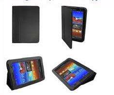 Samsung galaxy tab P6200 black leather case+ **FREE SCREEN PROTECTOR**