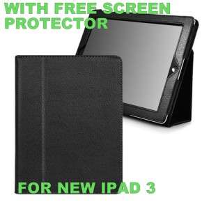 Ipad 3 Black leather case + **FREE SCREEN PROTECTOR**