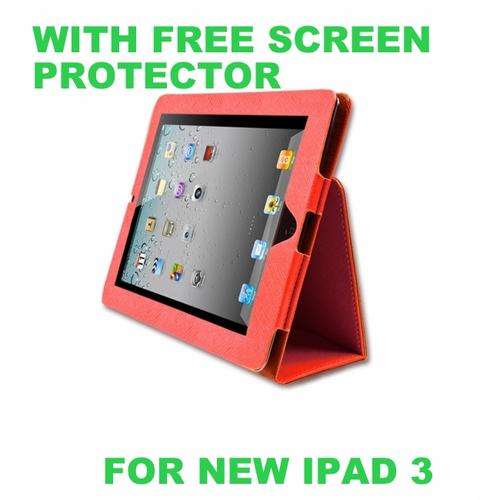 Ipad 3 Red leather case + **FREE SCREEN PROTECTOR***