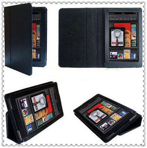 Kindle fire black leather case