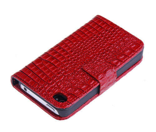 Iphone 4, 4s Black, Red or White leather croco case