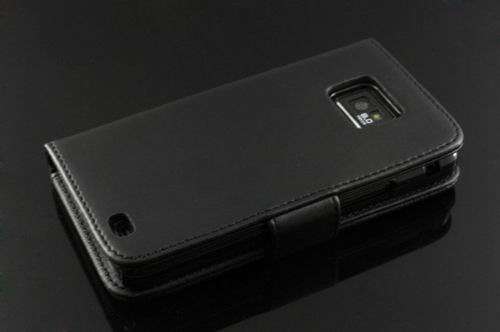 Samung Galaxy S2 black leather wallet case pouch + FREE SCREEN PROTECTOR**