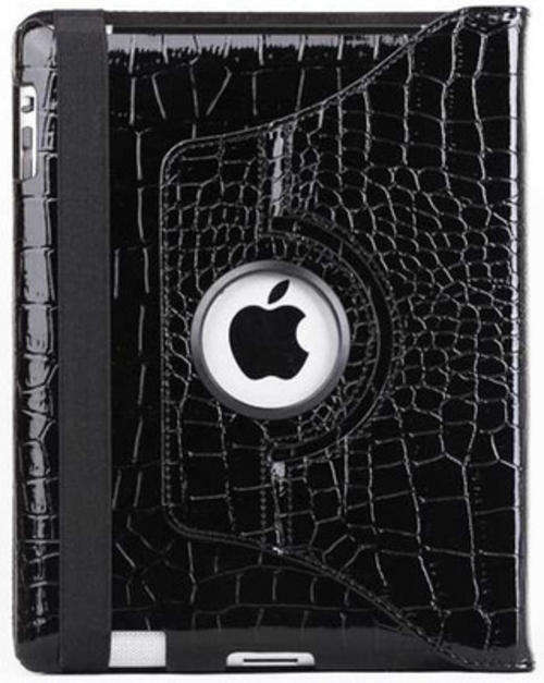iPAD 3 black croco leather 360 rotating case