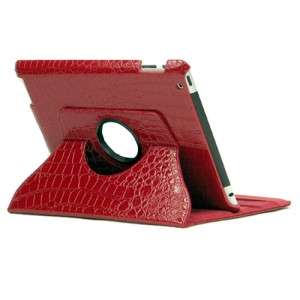 iPAD 3 Red croco leather 360 rotating case
