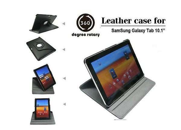 Samsung galaxy tab 10.1 P7500,P7510 black 360 rotating leather case + FREE SCREEN PROTECTOR