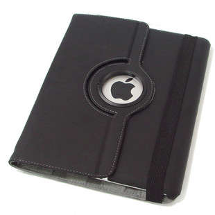 Ipad 2 360 rotating black leather case