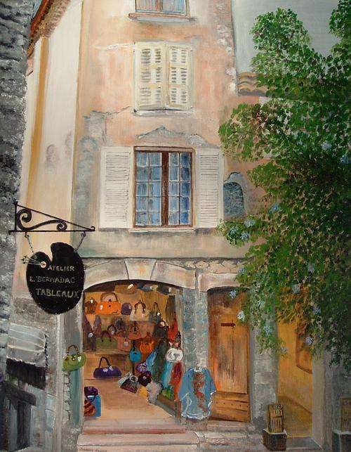 Shop selling handbags in St Paul's (760x610x18mm) acrylic canvas by Doreen Fourie