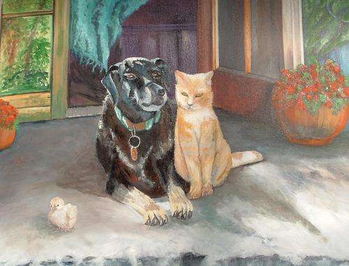 Peaceful co-existence (760x610x18mm) acrylic by Doreen Fourie
