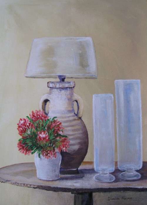 An original 230mmx300mm acrylic painting on a canvas sheet by Doreen Fourie
