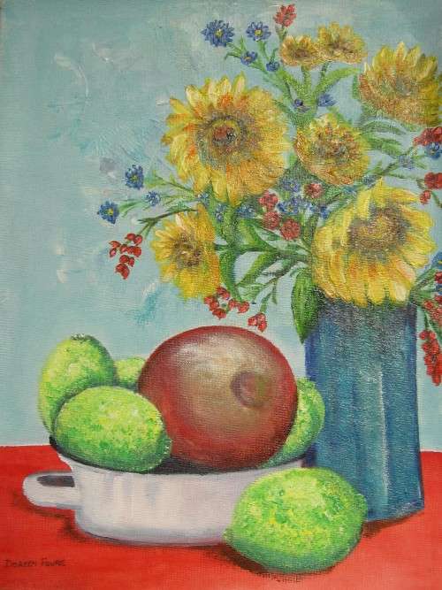 An original acrylic painting (400x300mm) on a canvas sheet by Doreen Fourie