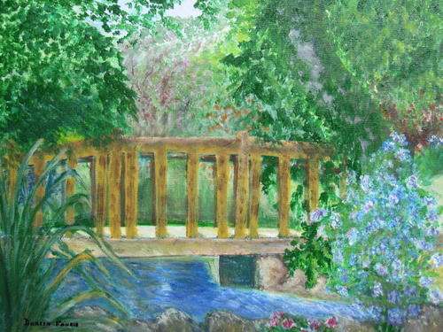 Bridge over river 450x350x37 acrylic painting by Doreen Fourie