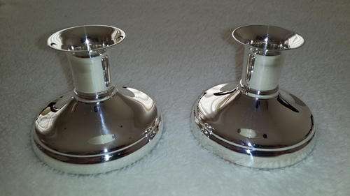 Attractive Pair of Silver Plated Candle Sticks and Snuffer.