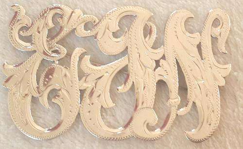 Bright Cut Sterling Silver Antique Initial Brooch!