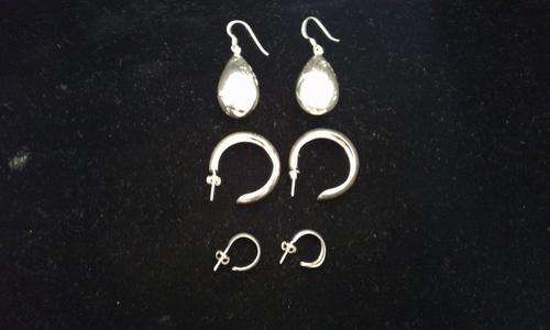 Stunning Set of 3 pairs of Sterling Silver Earrings