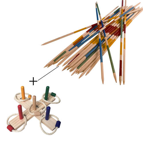 Wooden Pick Up Sticks Game + Quoits Game