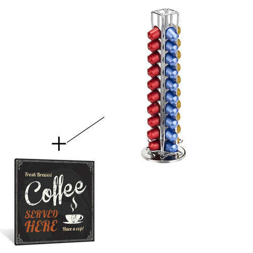 Coffee Capsule Holder - 40 Rotating + Free Coffee Served here Canvas
