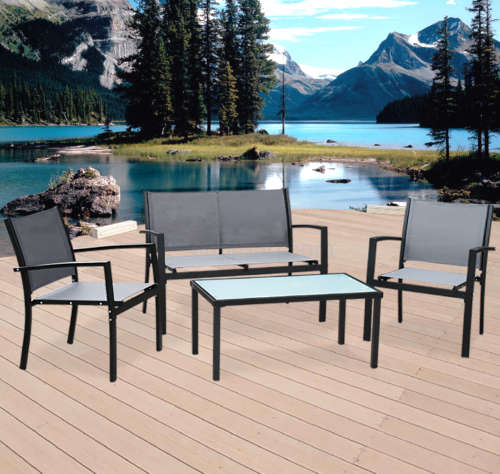 Outdoor Steel Furniture - 4pc Black