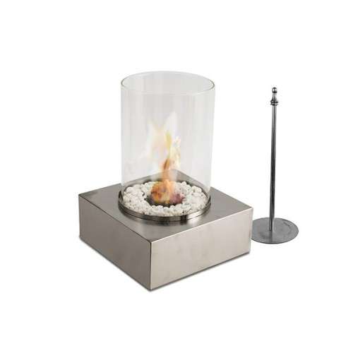 Ethanol Burner - Round with Stones -Slvr