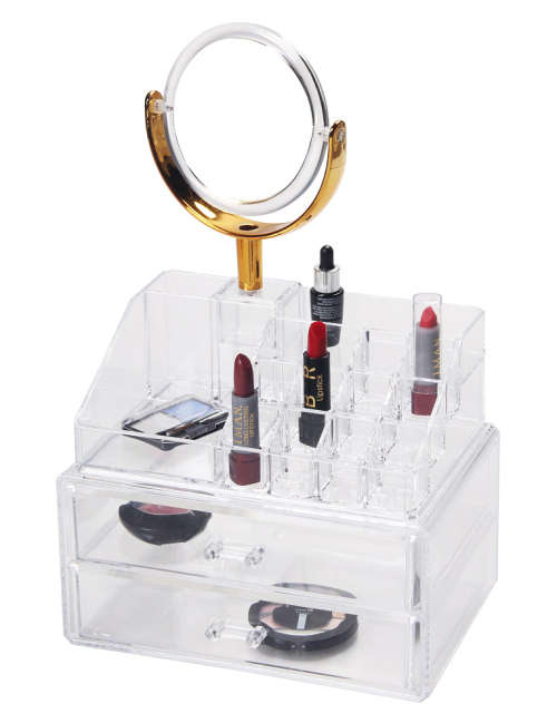Cosmetic Display Holder with Mirror