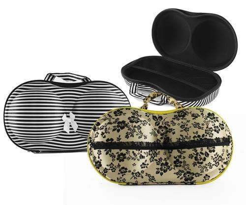 Bra Organiser - Black Stripe and Yellow Floral